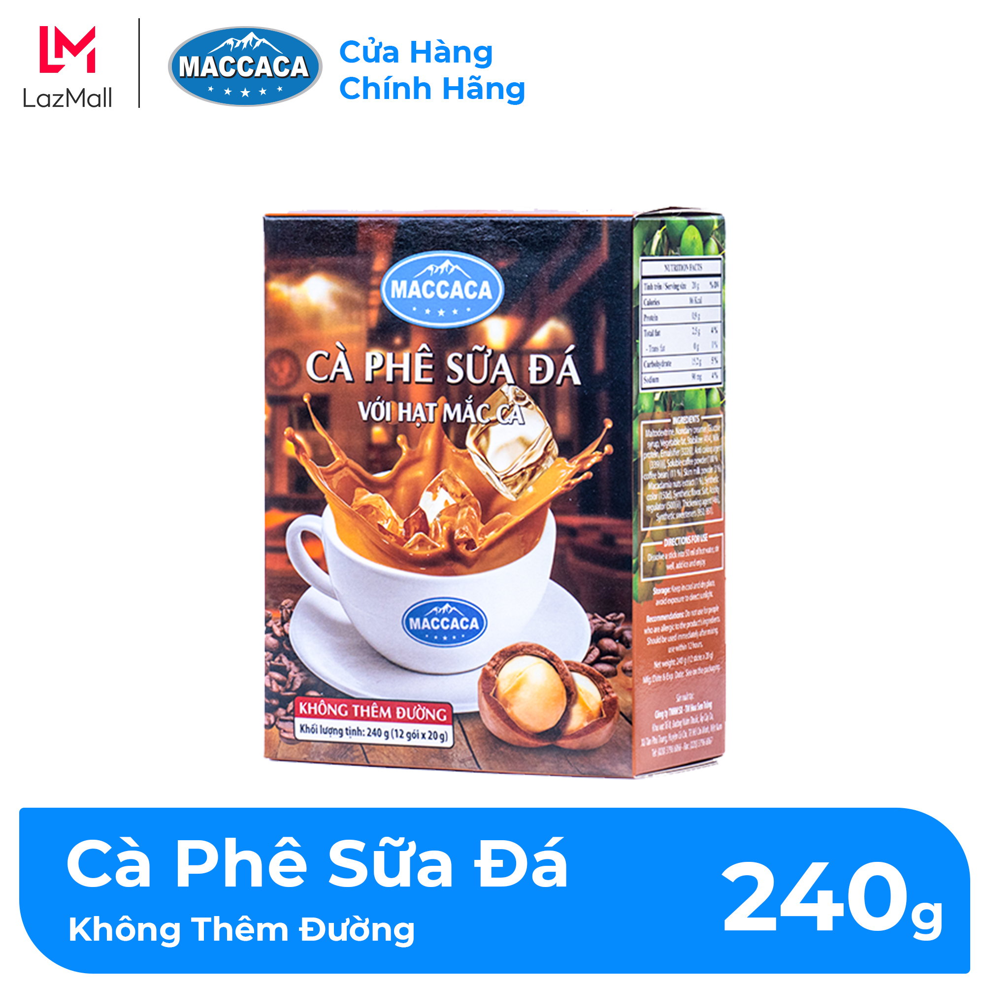 Maccaca - Cà Phê Sữa Đá với hạt Mắc Ca – không thêm đường.