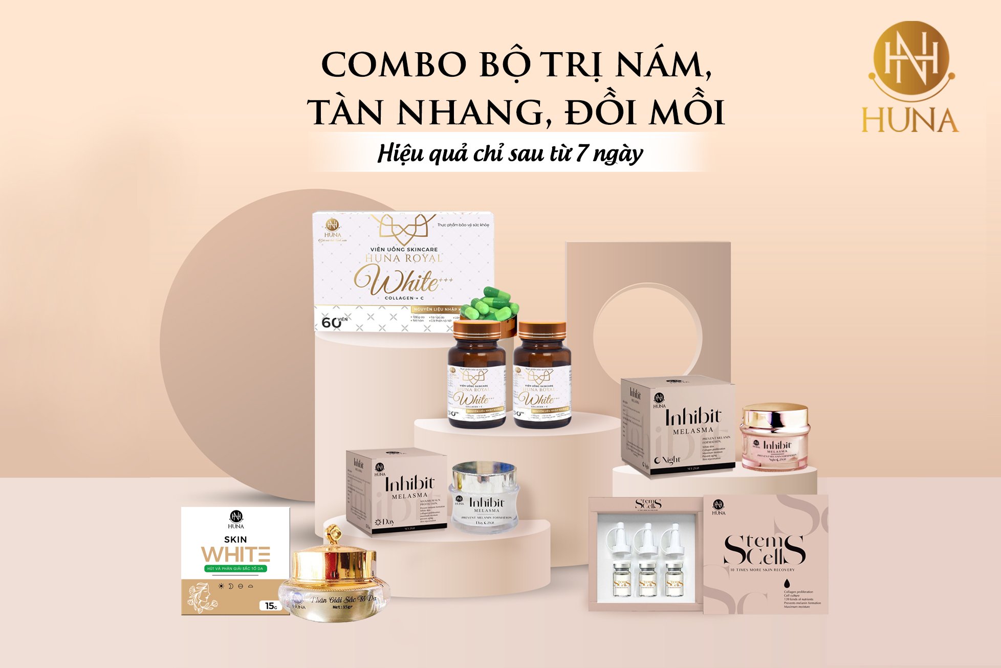 (COMBO MỚI NHẤT 2022 - 6 SẢN PHẨM UY TÍN 100%) Bộ 6 sản phẩm dành cho Nám, Tàn nhang, Đồi mồi