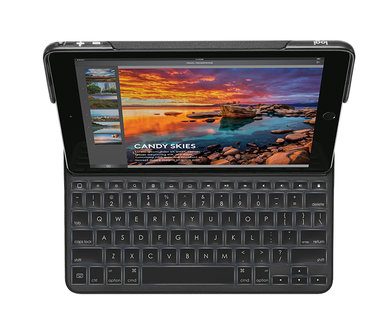 Bàn Phím iPad Pro 9.7  Kiêm Bao Da Hiệu Logitech Create Có Đèn Bàn Phím