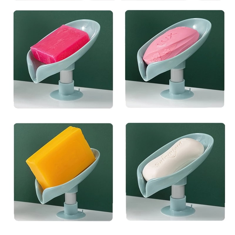 Sen-hause leaf shape soap dish organizer with draining ball bathroom plastic soap dish rack