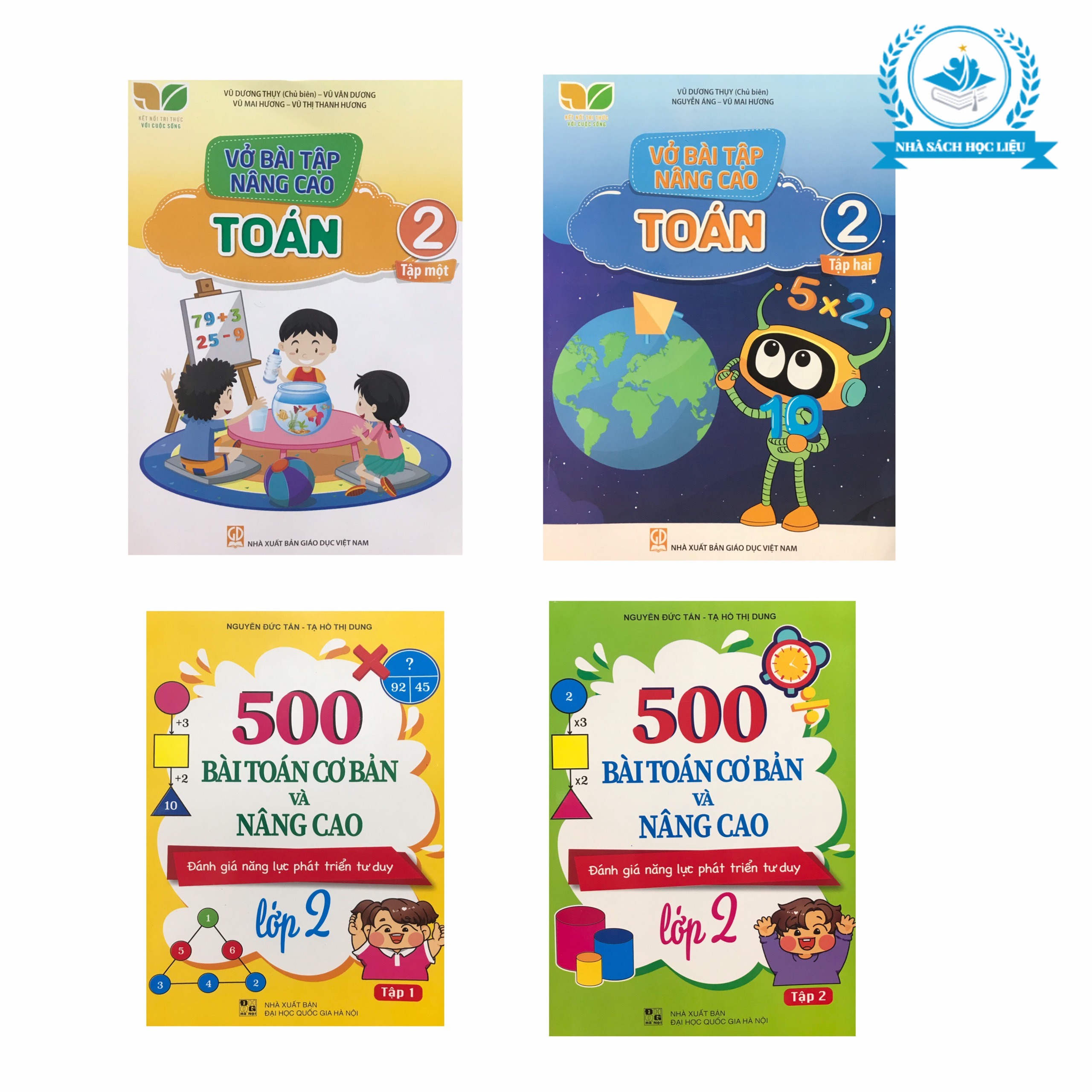 Combo 4 quyển vở bài tập nâng cao toán 2 tập 1 tập 2 + 500 bài toán cơ bản và nâng cao lớp 2 tập 1 tập 2 - Nhà sách Học Liệu