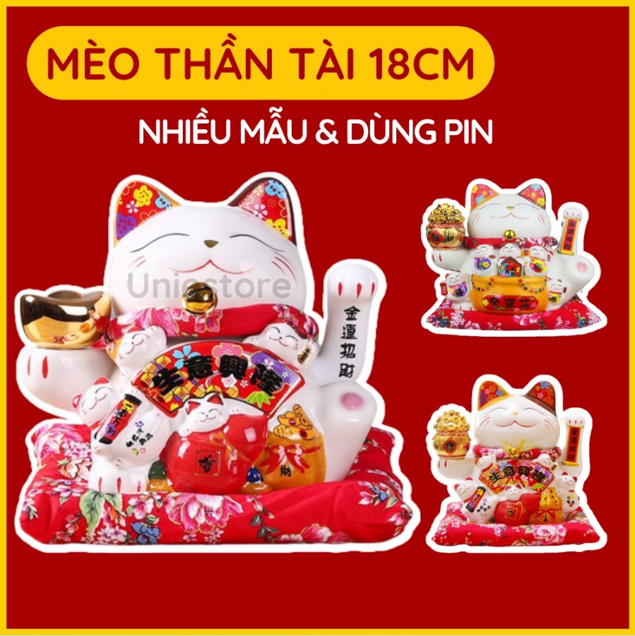 (ĐANG SALE-50%)Tượng mèo thần tài,Mèo Thần Tài May Mắn Vẫy Tay Nhật Bản Maneki Neko,Mèo thần tài vẫy tay sài pin đem lại tài lộc may mắn cho gia chủ thịnh vượng cát tường