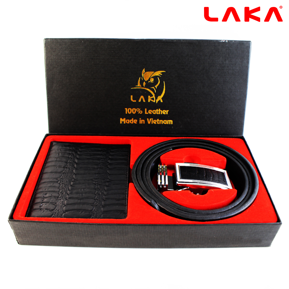 Combo Ví Da Và Thắt Lưng Da Vân Đà Điểu Laka 002