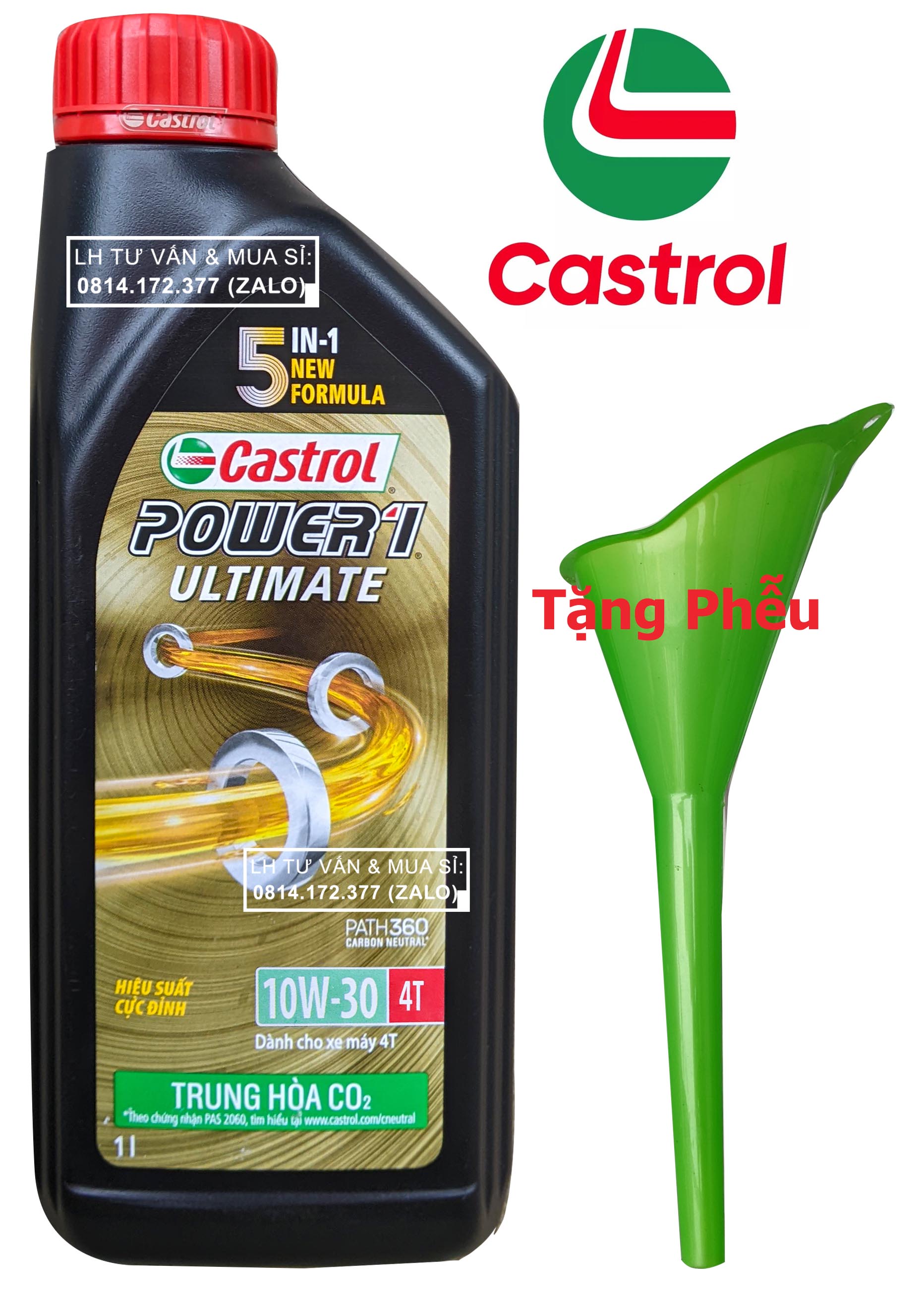 Dầu Nhớt Xe Số Castrol Power-1 Ultimate  10w30 1000ml (1L) + Tặng 1 Phễu Châm Nhớt