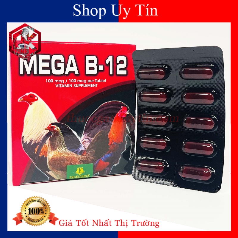 Mega b12 5 vĩ - 50 viên -dinh dưỡng nuôi gà đá tăng nước máu-tăng bo