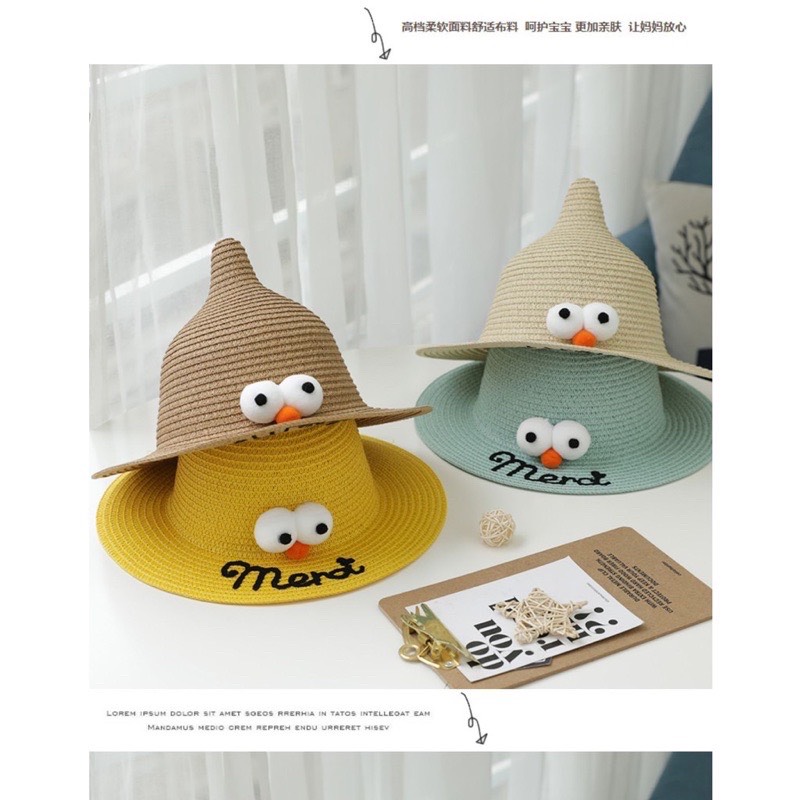 Mũ cói hình con chim xinh xắn cho bé