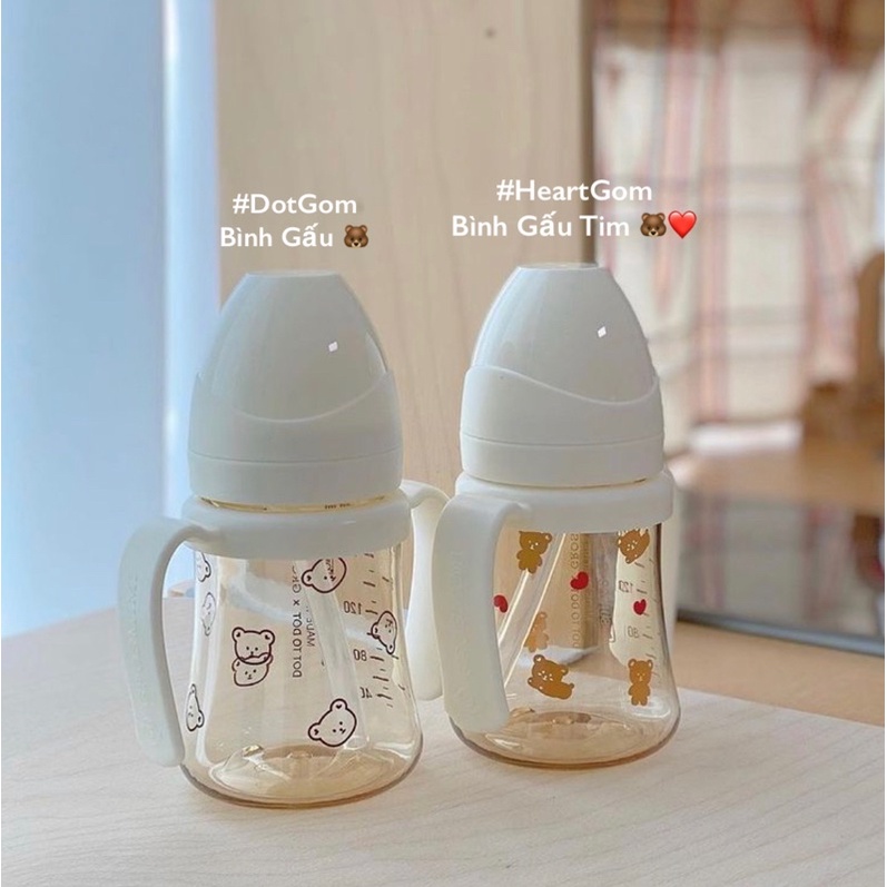 Bình sữa DotxGros Gấu - Gấu tim 200ml - 300ml