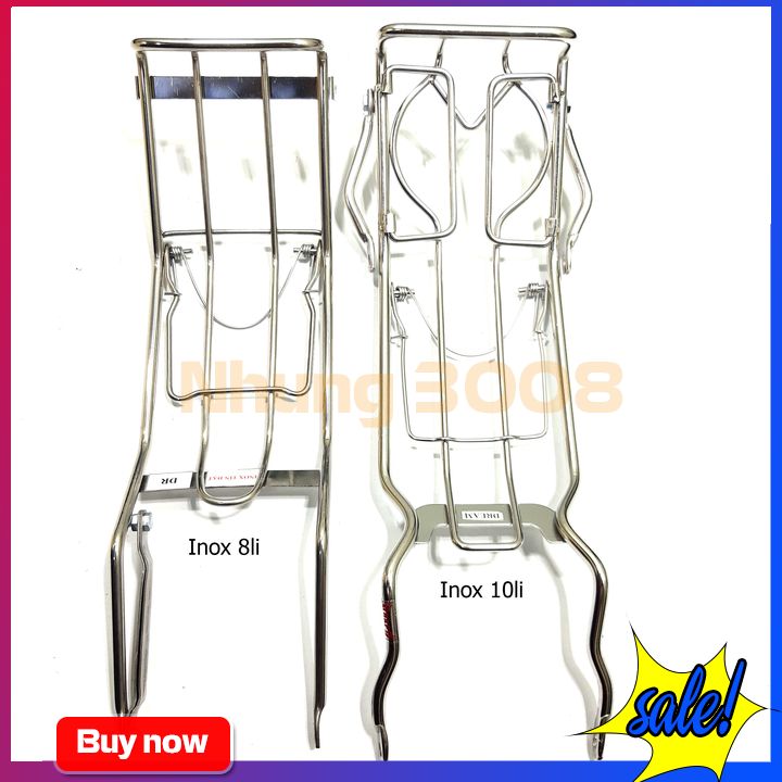 Baga giữa Inox  Gắn xe máy Dream 2 loại (8li, 10li)
