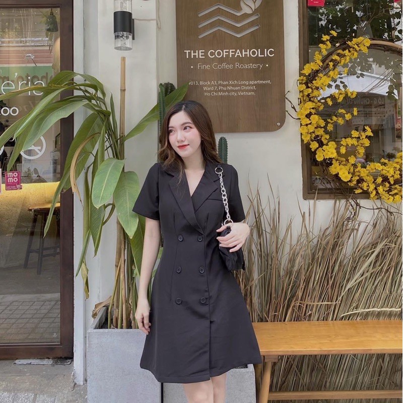 ĐẦM VEST ĐEN KẾT NÚT ( có bigsize )