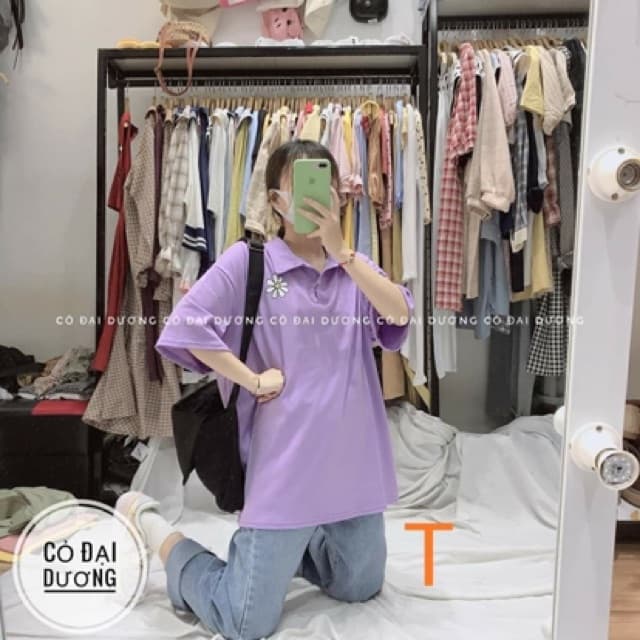 Áo phông polo hoa cúc nhỏ