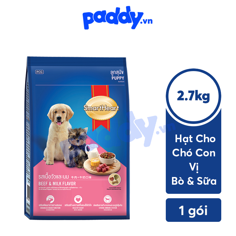 Hạt smartheart cho chó con - vị bò & sữa