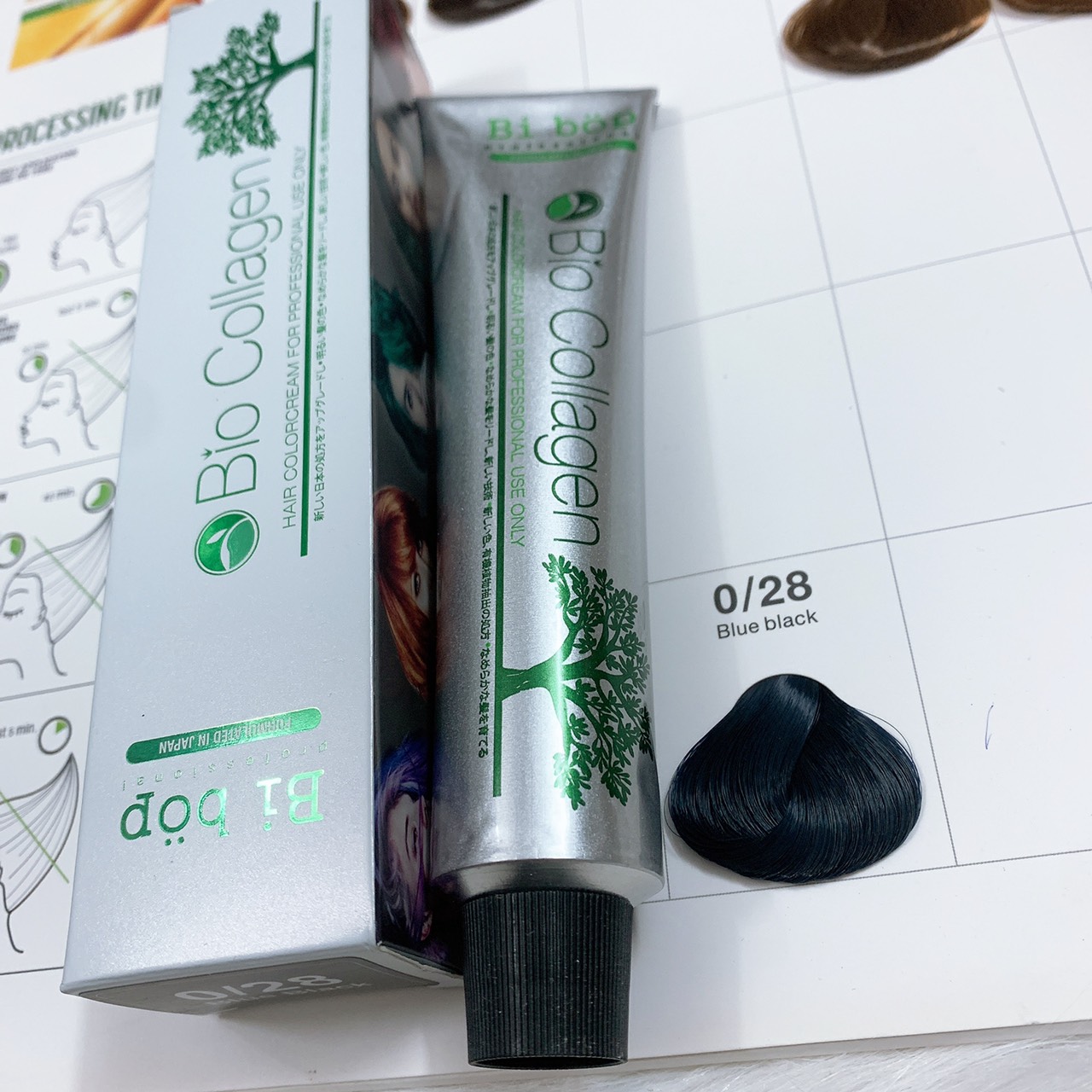 Thuốc nhuộm tóc xanh đen 0/28 Bibop Collagen