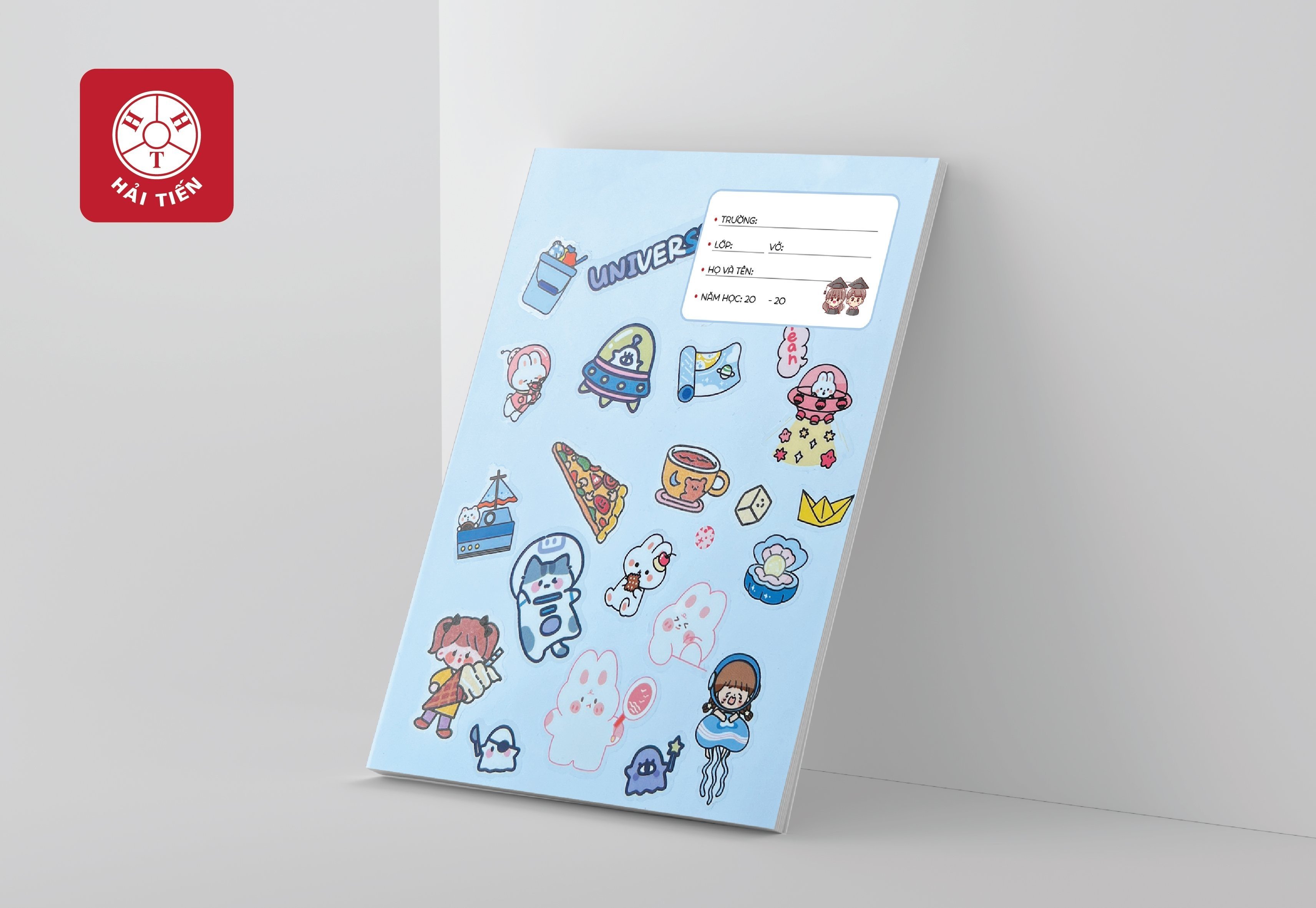 HẢI TIẾN Vở ô ly Sticker (48,80 trang) - 100g/m2 (Giao mẫu ngẫu nhiên - Có tặng kèm Sticker - Lốc 5,3 cuốn)