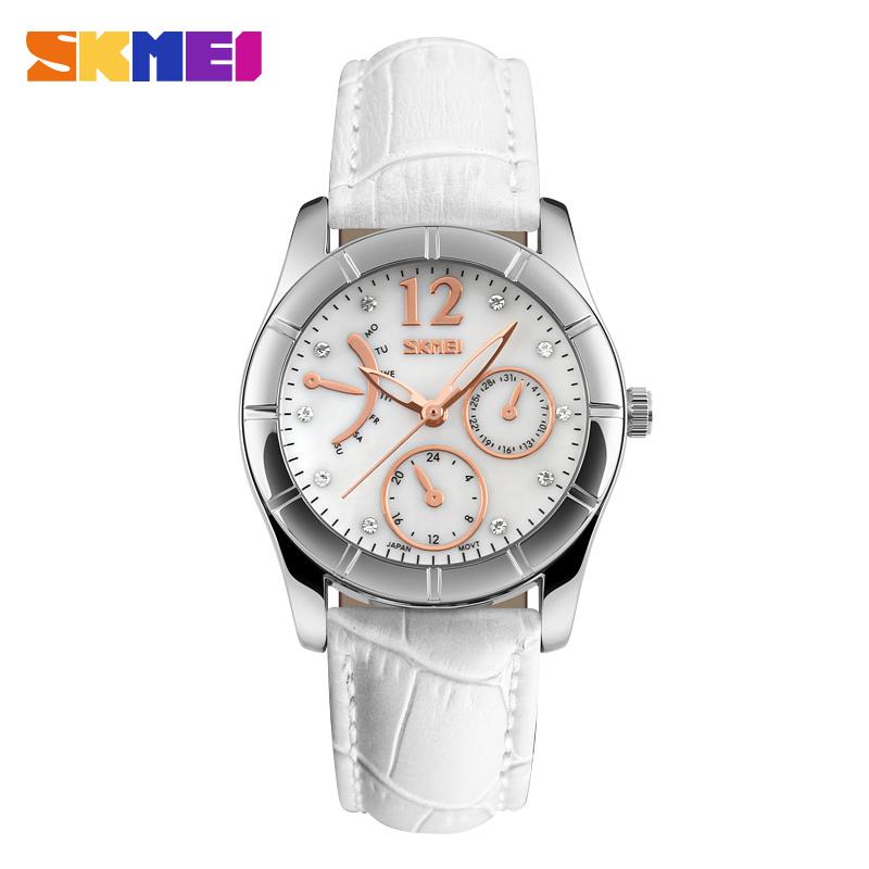 Đồng hồ nữ dây da Skmei 6911 (Trắng)