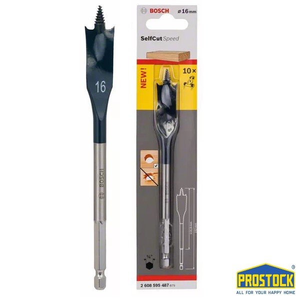 Mũi khoan (khoét) gỗ đuôi cá Bosch 16mm 2608595487