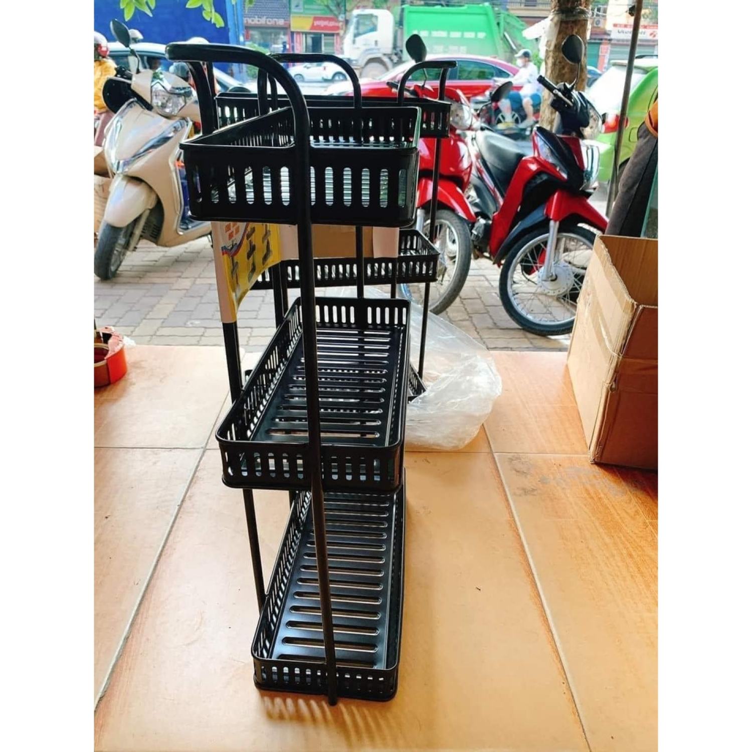 Kệ góc gia vị 3 tầng sắt
