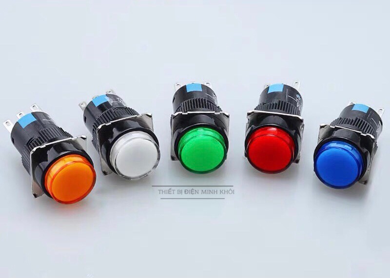 nút nhấn phi 16 tròn, nút nhấn đề phi 16mm có đèn