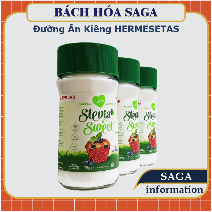[HÀNG CHÍNH HÃNG] ĐƯỜNG ĂN KIÊNG HERMESETAS  Stevia Lọ 75g