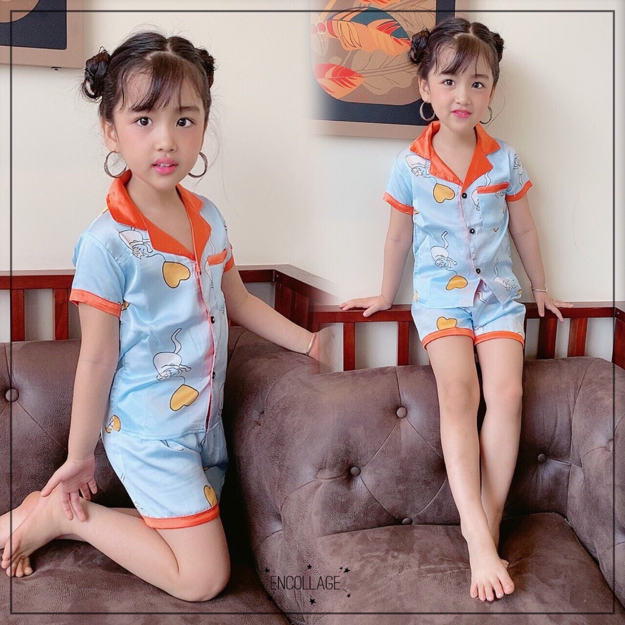 Bộ Pijama lụa cho bé gái
