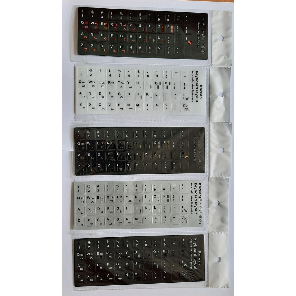 Set 5 Miếng Dán Bàn Phím Tiếng Hàn 5 Màu