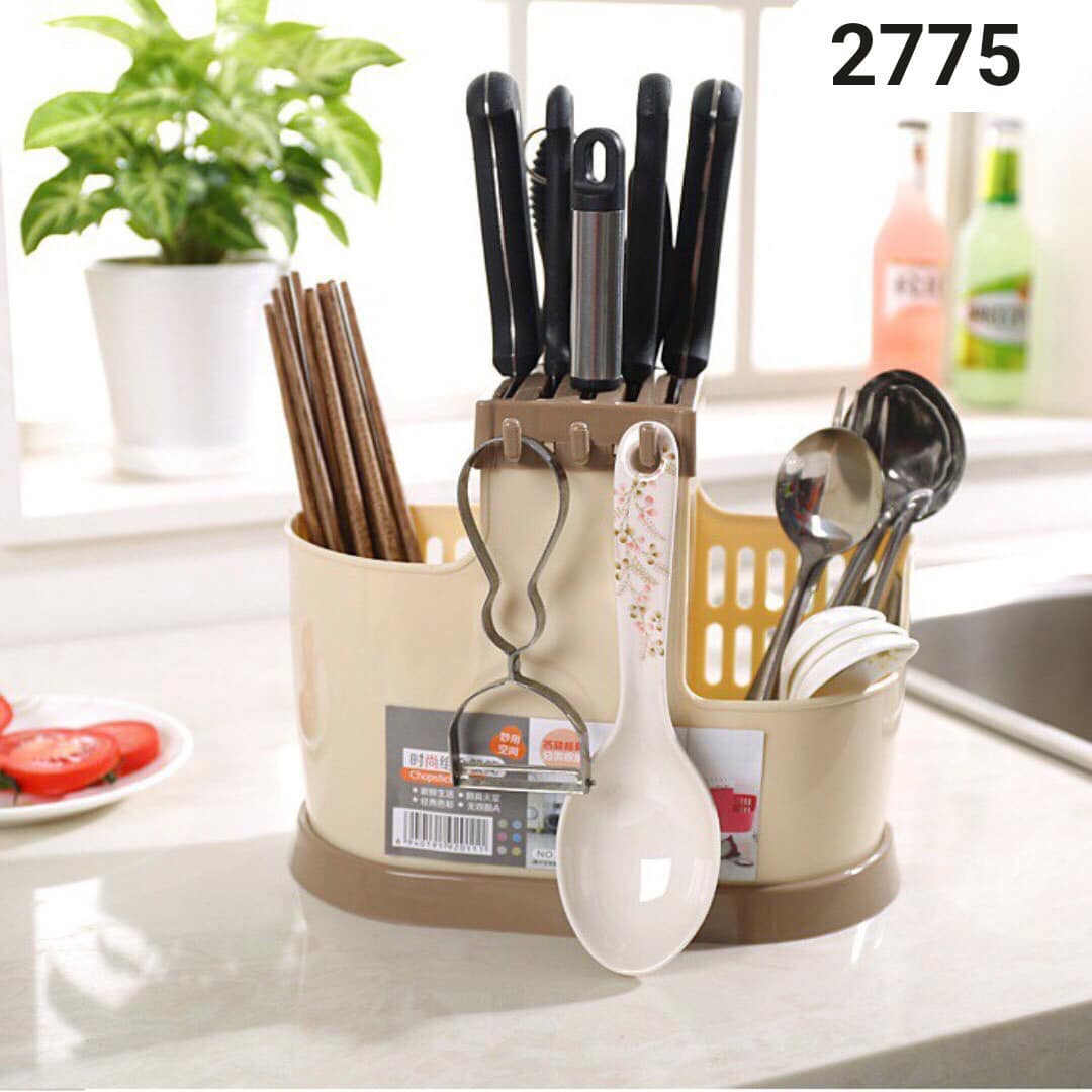 Hộp cắm dao đũa đa  năng,Ống cắm đũa nhựa có chỗ gài dao-Ống cắm dao, đũa, thìa -ống cắm đũa kèm kệ để dao-giá để dao
