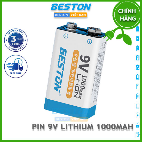 [HCM] Pin sạc Lithium Beston 9V 1000mAh (chính hãng) dành cho đồng hồ, máy nghe nhạc, thiết bị điện