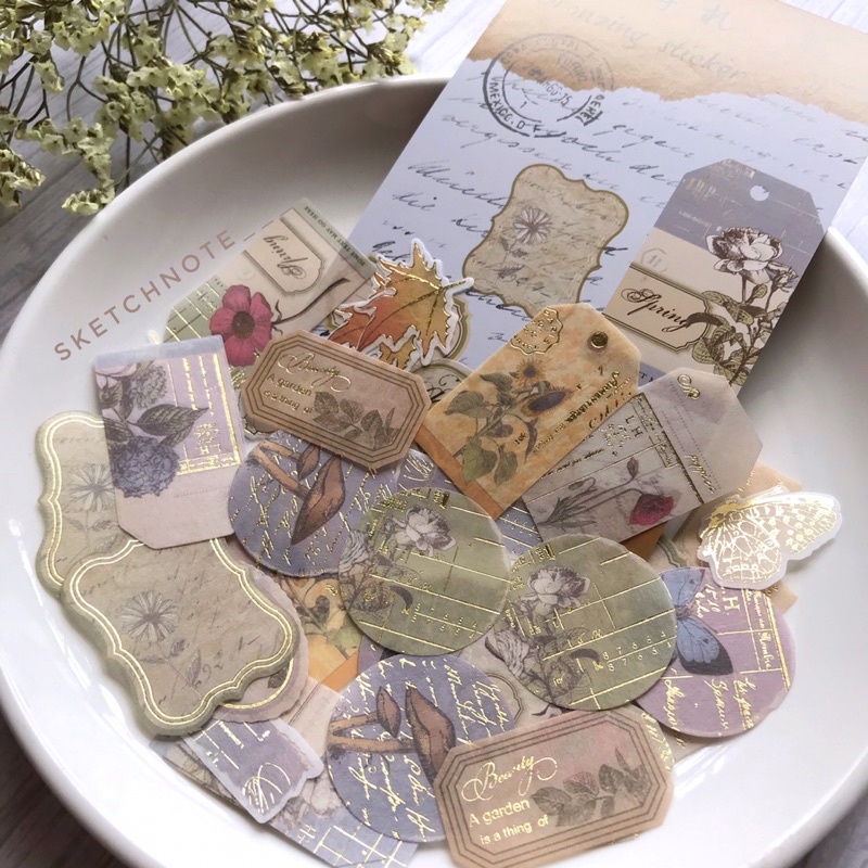 Sticker vintage dập vàng gold ST014