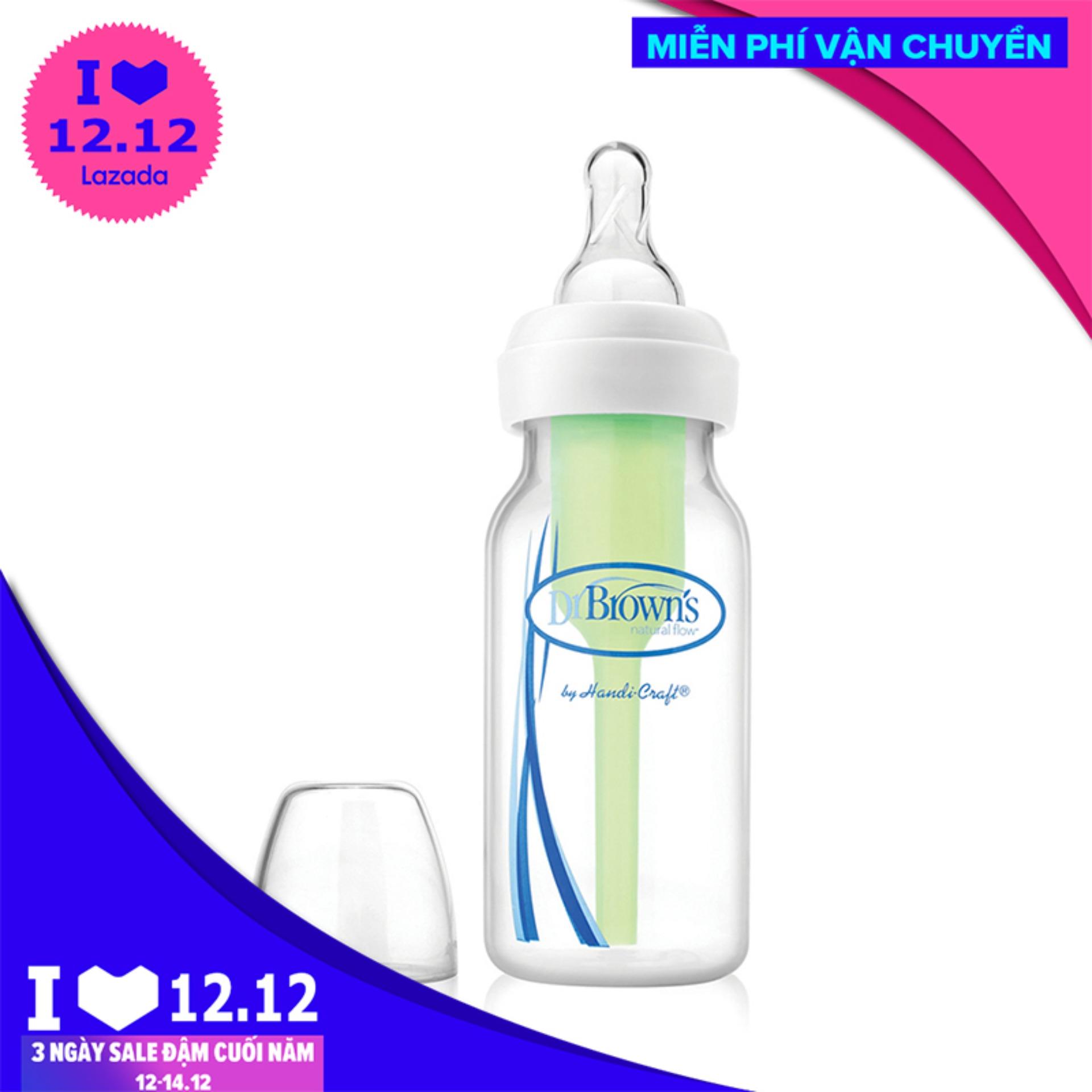 Bình sữa DR. BROWN Option cổ hẹp 250ml chính hãng