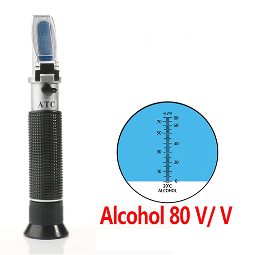 Máy đo nồng độ cồn yieryi hộp bán lẻ khúc xạ kế atc 0-80% v/v, dụng cụ đo nồng độ cồn trong dung dịch