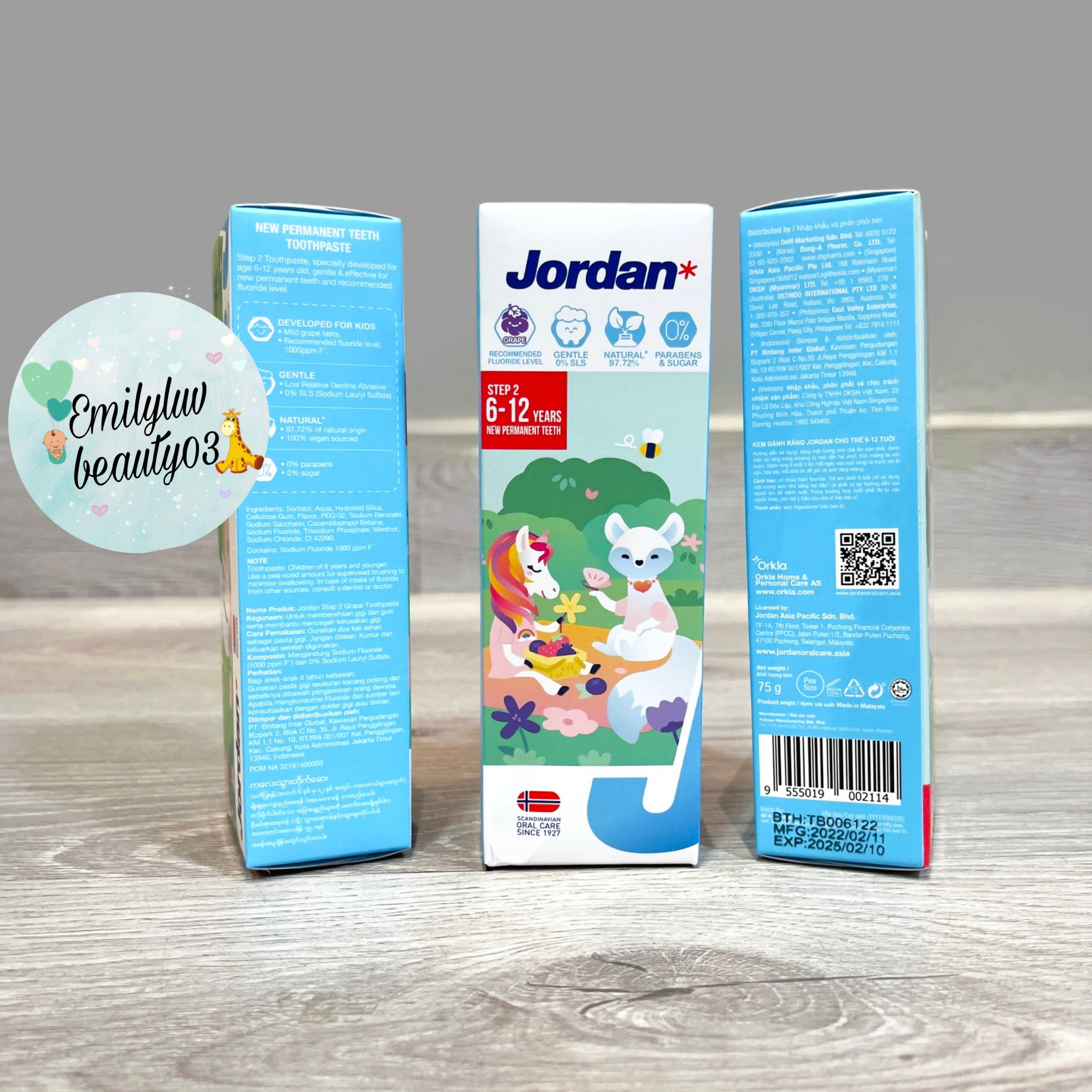 Kem đánh răng Jordan cho bé từ 0 đến 12 tuổi Tuýp 75g