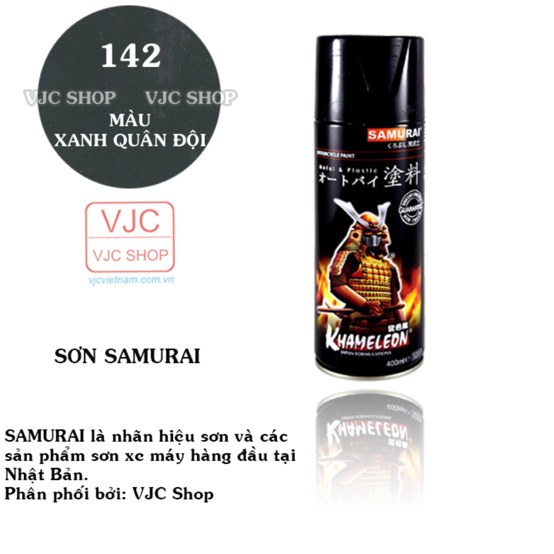 Chai sơn xịt sơn xe máy samurai màu xanh 142
