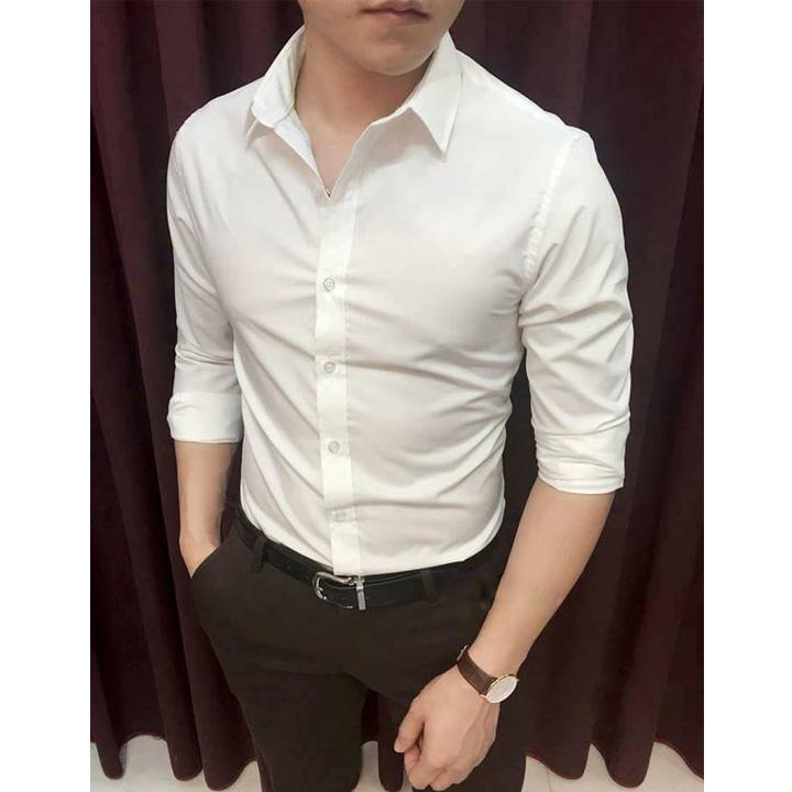 Áo Sơ Mi Đen Chất Lụa Mềm Mịn