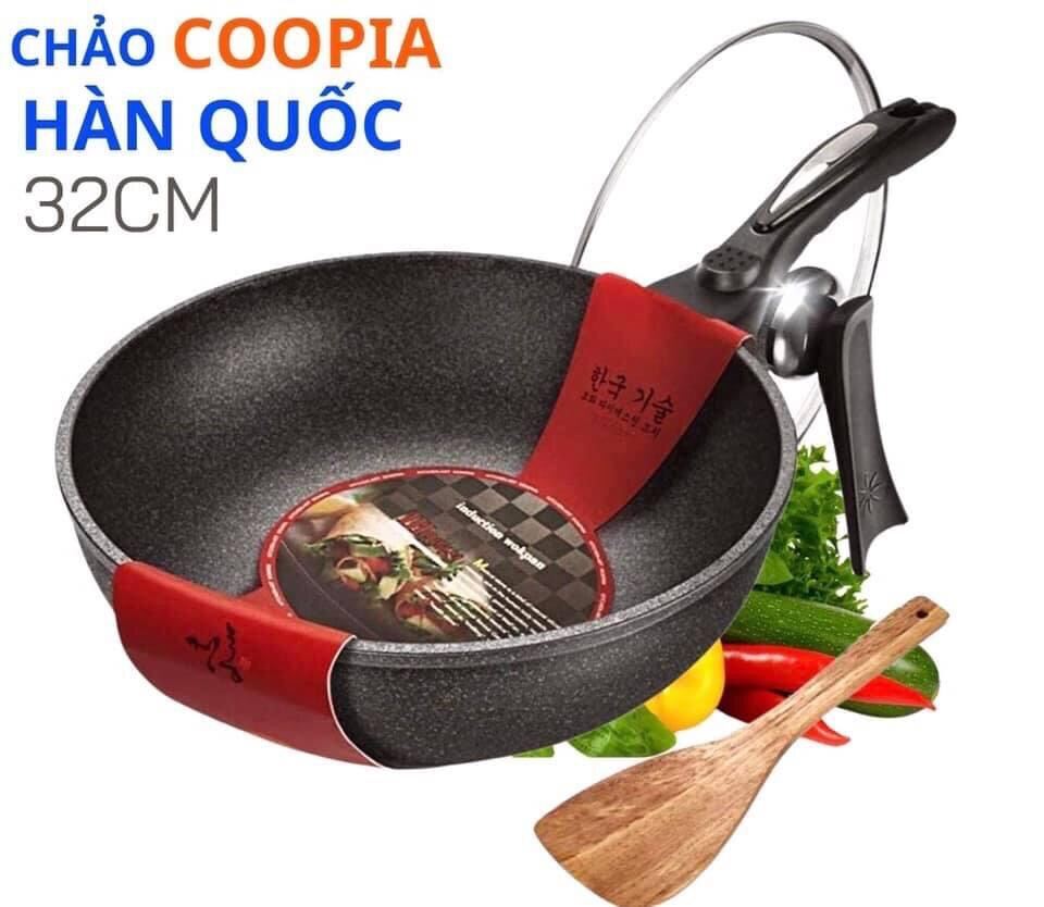 Chảo chống dính 5 lớp sâu lòng, chảo coopia hàn quốc, chảo đá 32 cm có nắp đậy, chống dính siêu tốt