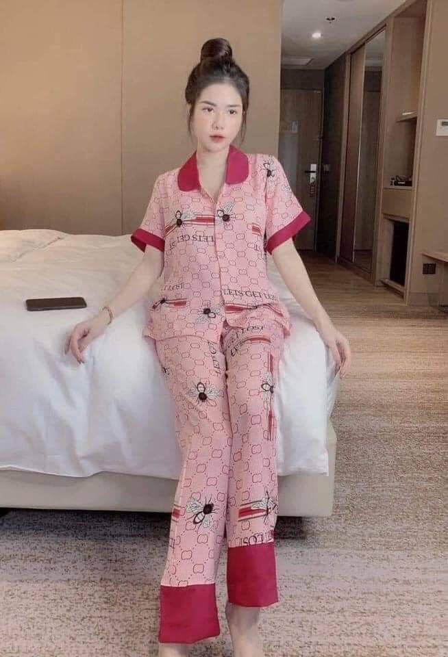 Bộ lụa Pijama lụa loại 1 chất mềm mịn, mát + Ảnh thật ,Bộ Lụa Mango Tay Ngắn