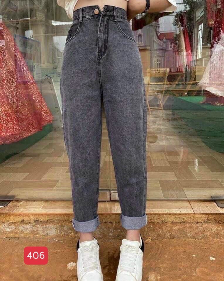 [HCM]Quần baggy jean nữ dáng trơn ống bó - baggy nữ chất jean lưng cao tôn dáng - quần baggy chất jean đẹp đường may chắc chắn hàng cao cấp siêu hot thời trang binstore94 BS100406