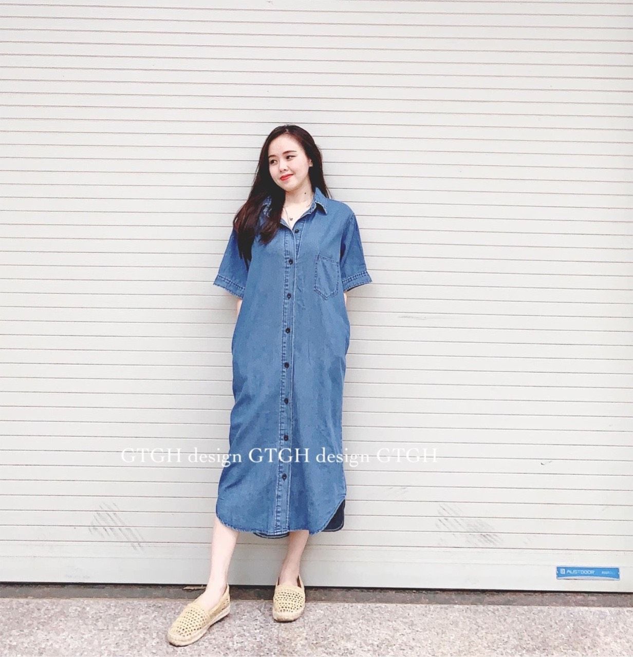 ĐẦM JEAN SUÔNG CỔ SƠMI PHOM RỘNG