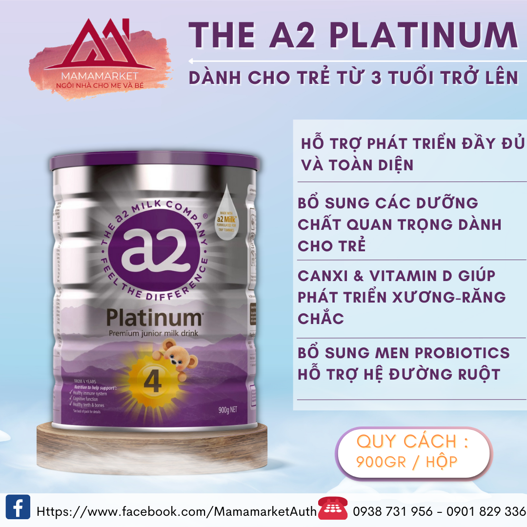 Sữa A2 Platinum đủ số 1.2.3.4 - lon 900gr [ Mẫu mới & Date 2025 ]