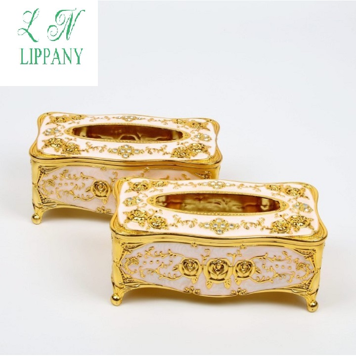 Hộp đựng giấy ăn cao cấp mạ vàng siêu đẹp, hộp đựng khăn giấy phụ kiện bàn ăn