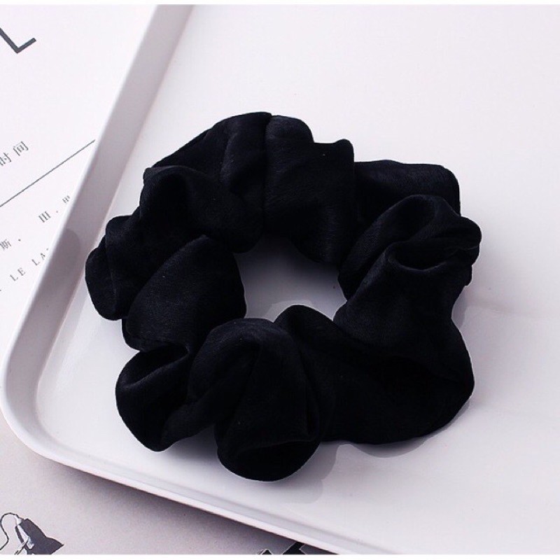 Dây buộc tóc Scrunchie vải lụa bóng nhiều màu mới