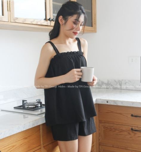 Bộ đồ ngủ nữ hai dây chất đũi siêu mềm mát