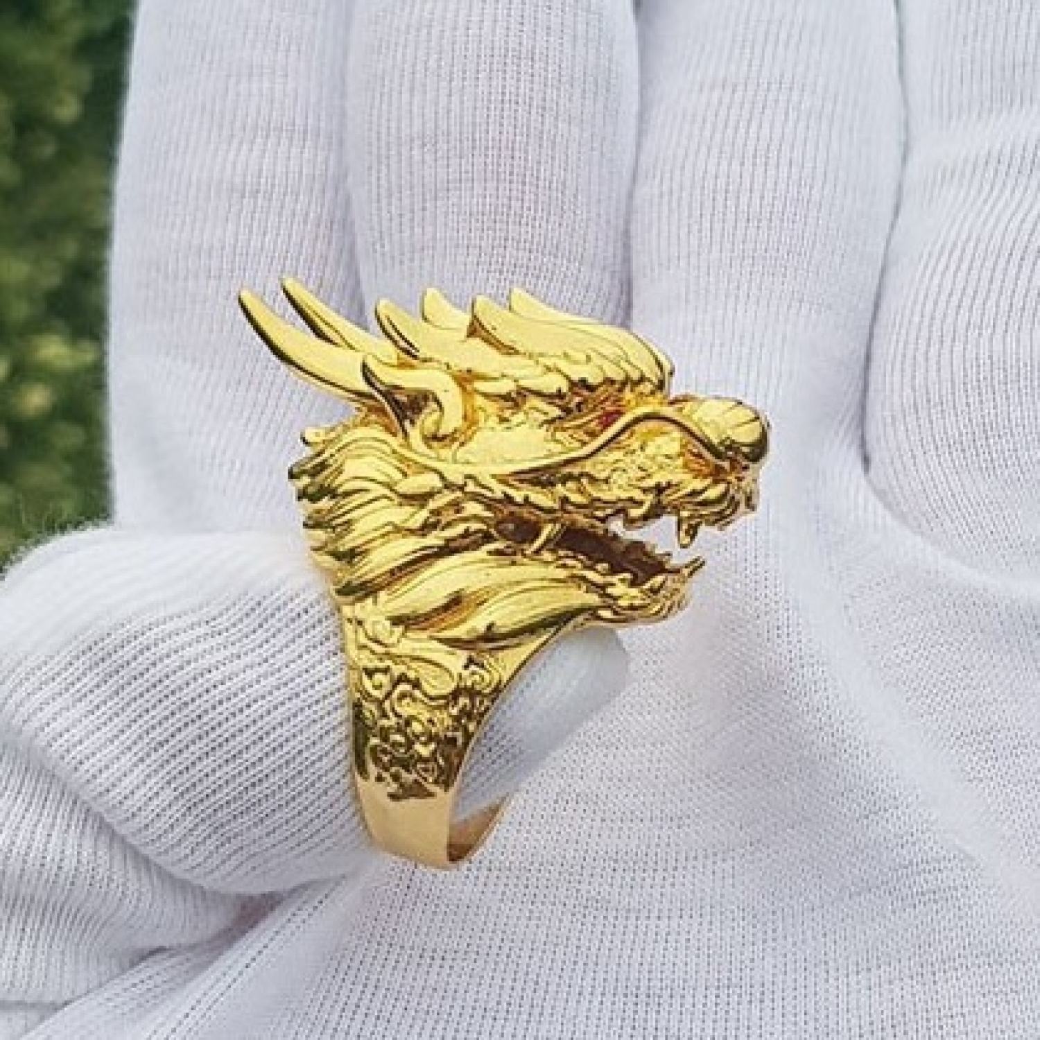 Nhẫn nam đầu rồng mạ vàng 18k