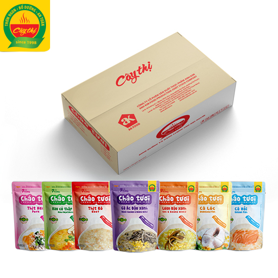 Thùng 35 gói cháo tươi - Mở gói ăn ngay - 7 vị cho trọn tuần yêu thương