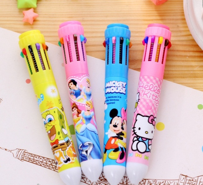 Bút Bi Cho Bé 10 Màu Sáng Tạo