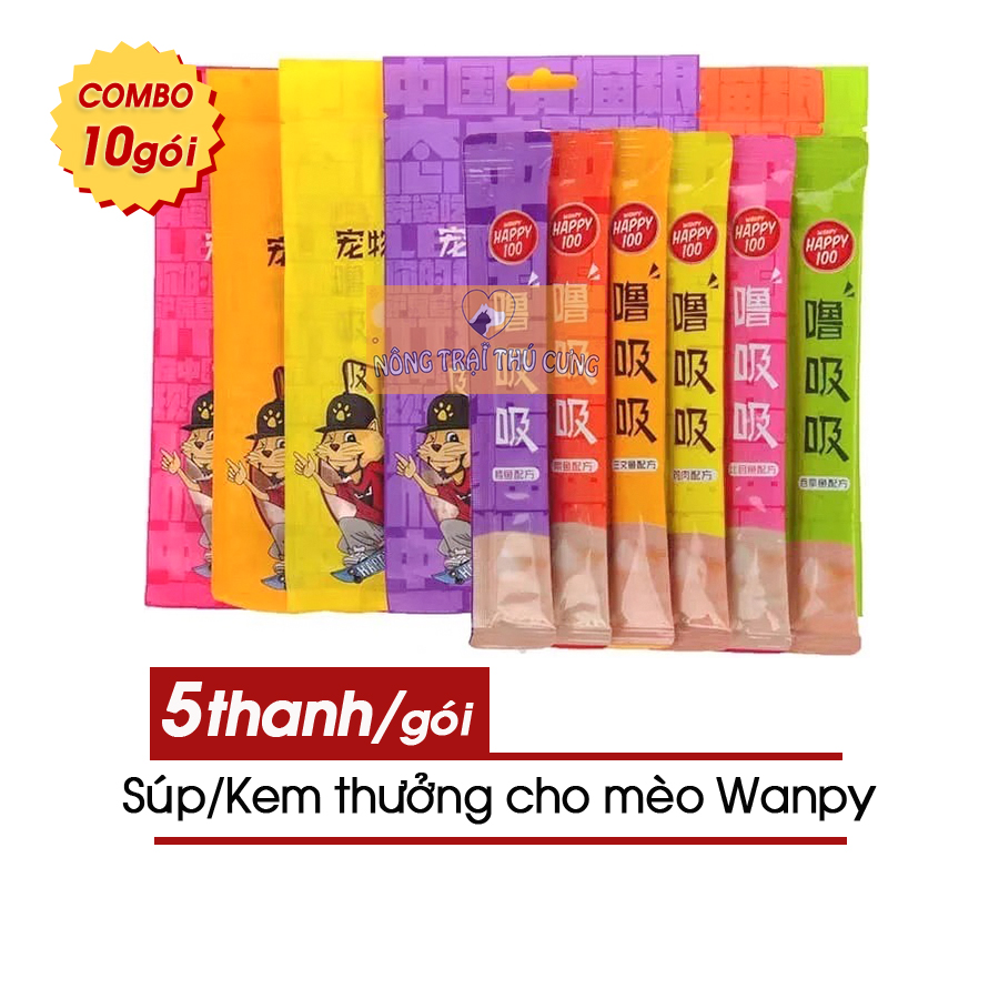 Súp thưởng cho mèo wanpy happy 100 - đủ vị - kem thưởng cho mèo -