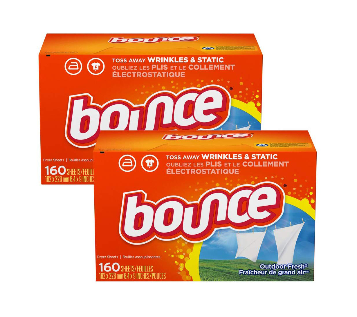 [HCM]Giấy ?thơm ?quần áo Bounce Fabric Softener 2x160 tờ