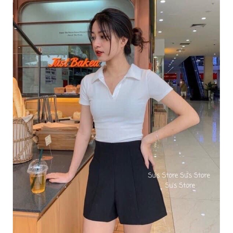 [HCM]Áo croptop cổ trụ Plo áo cổ trụ Plo