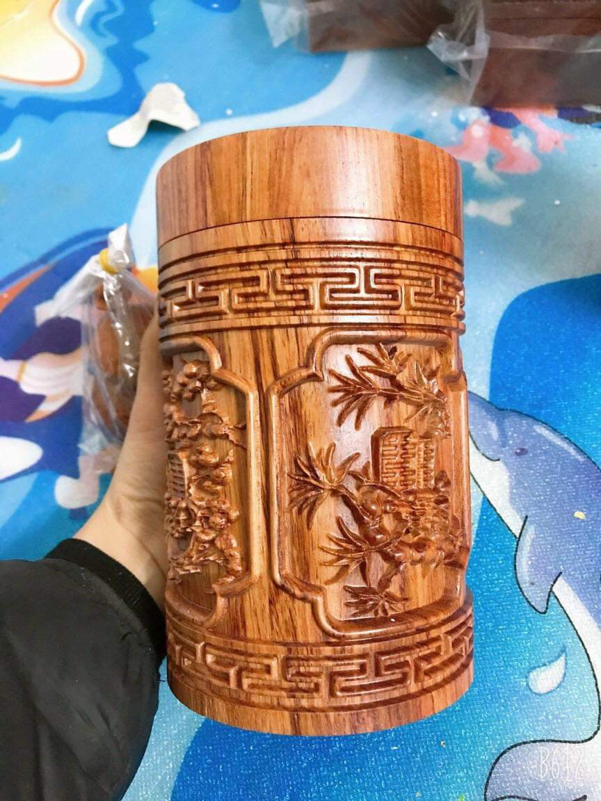 Hộp đựng chè gỗ hương nguyên khối cao cấp