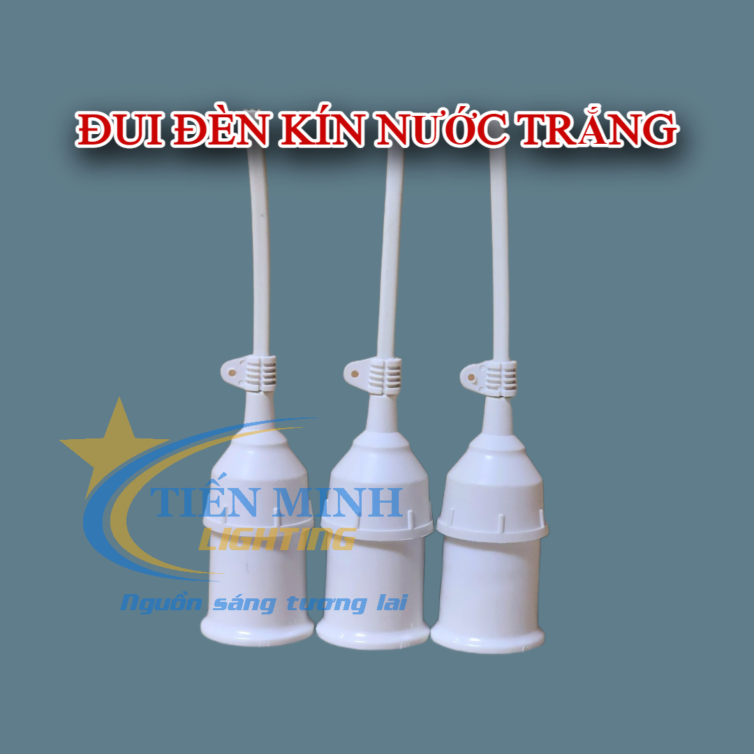 Combo 2 cái đui đèn kín nước đen/ trắng (12cm) kín nước, chất liệu nhựa chống cháy, có móc treo