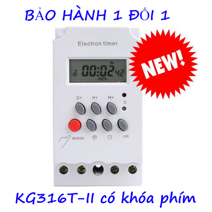 Timer hẹn giờ KG316T-II/25A/220V 16 chương trình, công tắc điện hẹn giờ tự động thông minh