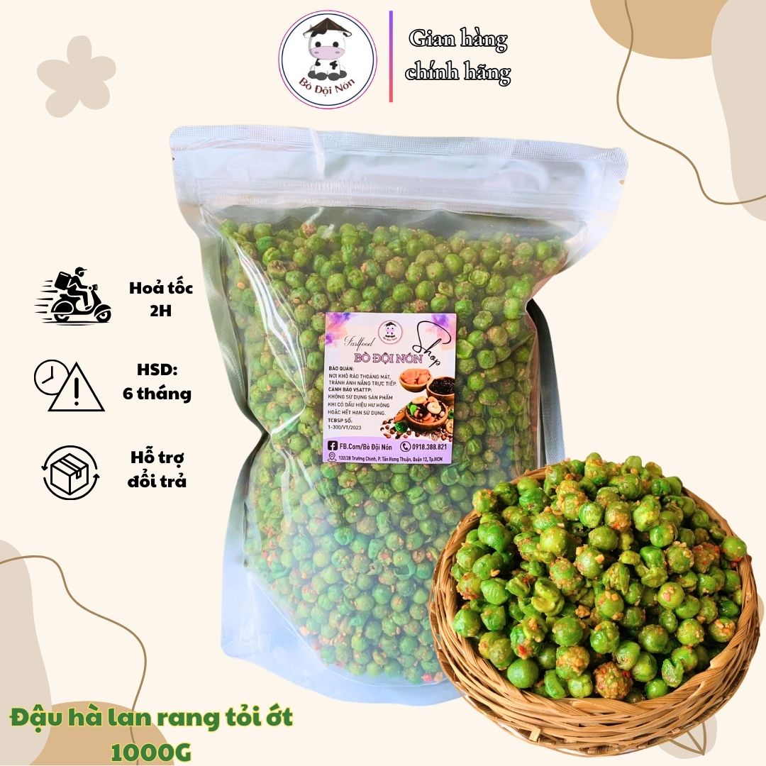 Đậu hà lan rang tỏi ớt 1kg bò đội nón